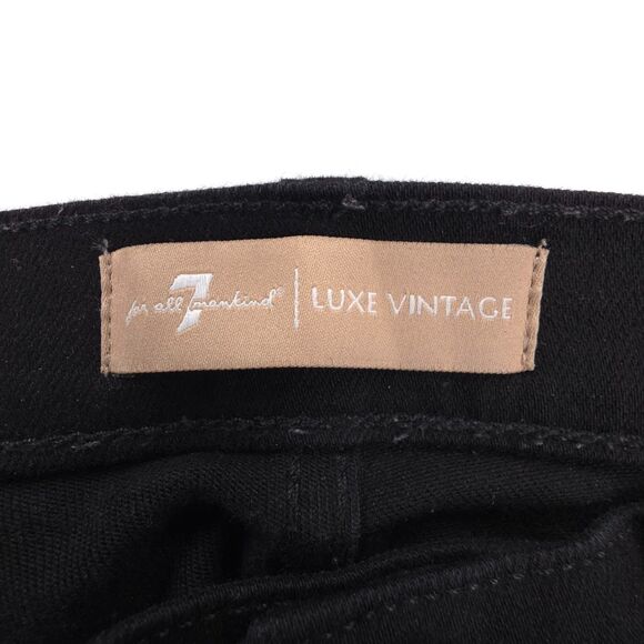 7 FOR ALL MANKIND Luxe Vintage Bootcut Flare Jeans Black Western Boho Clean Girl - Picture 2 of 9